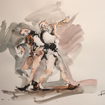 Pittura intitolato "199 Etude jazz" da Antoine Faure, Opera d'arte originale, Gouache