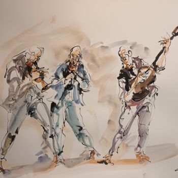 Pittura intitolato "204 Etude jazz" da Antoine Faure, Opera d'arte originale, Gouache
