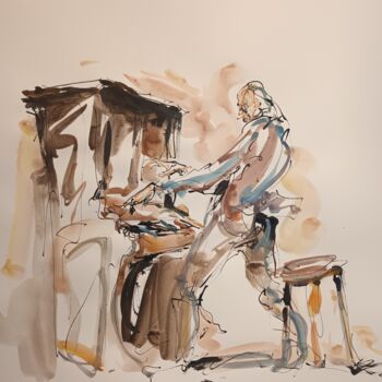 Pittura intitolato "205 Etude jazz" da Antoine Faure, Opera d'arte originale, Gouache