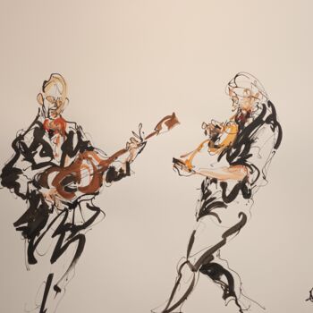 Painting titled "206 Etude jazz" by Antoine Faure, Original Artwork, Gouache