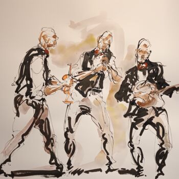 Pintura titulada "208 Etude jazz" por Antoine Faure, Obra de arte original, Gouache