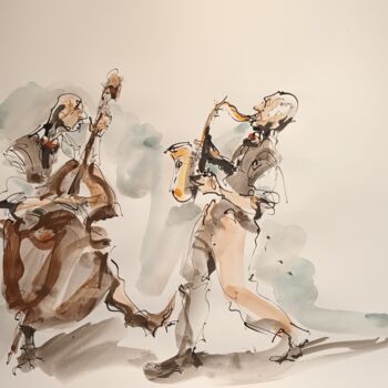 Painting titled "209 Etude jazz" by Antoine Faure, Original Artwork, Gouache