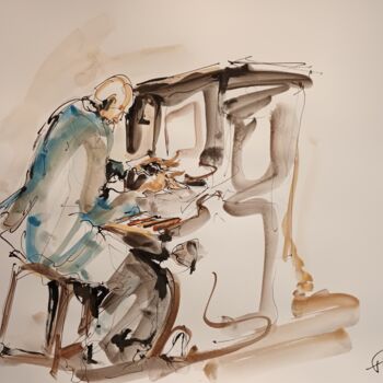 Painting titled "210 Etude jazz" by Antoine Faure, Original Artwork, Gouache