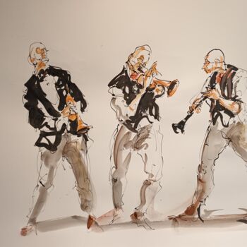Painting titled "211 Etude jazz" by Antoine Faure, Original Artwork, Gouache