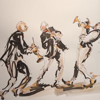 Painting titled "220 Etude jazz" by Antoine Faure, Original Artwork, Gouache