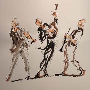 Painting titled "225 Etude jazz" by Antoine Faure, Original Artwork, Gouache