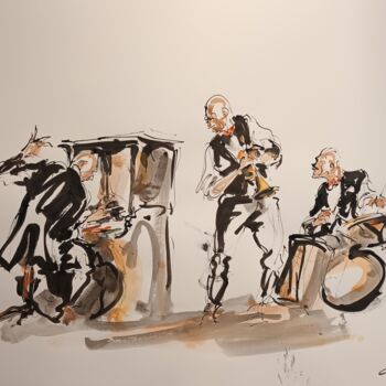 Schilderij getiteld "227 Etude jazz" door Antoine Faure, Origineel Kunstwerk, Gouache