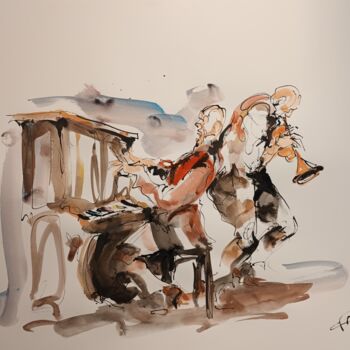 제목이 "228 Etude jazz"인 미술작품 Antoine Faure로, 원작, 구아슈