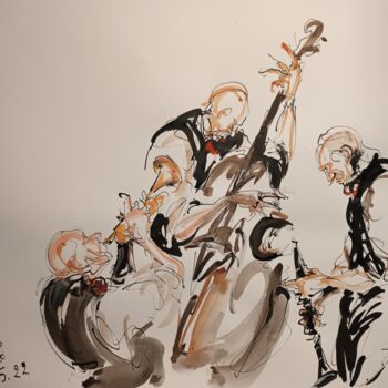 Peinture intitulée "230 Etude jazz" par Antoine Faure, Œuvre d'art originale, Gouache