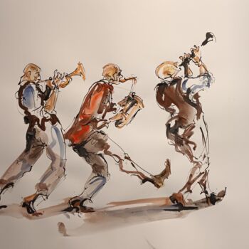 Peinture intitulée "231 Etude jazz" par Antoine Faure, Œuvre d'art originale, Gouache