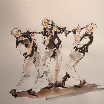 Pintura titulada "232 Etude jazz" por Antoine Faure, Obra de arte original, Gouache