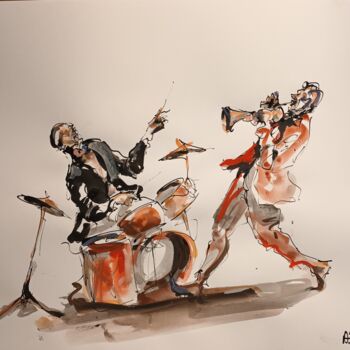 Ζωγραφική με τίτλο "233 Etude jazz" από Antoine Faure, Αυθεντικά έργα τέχνης, Γκουάς
