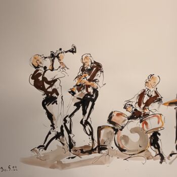 Картина под названием "236 Etude jazz" - Antoine Faure, Подлинное произведение искусства, Гуашь