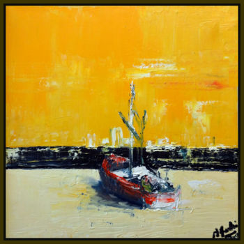 Painting titled "la-barque." by Antoine Martinez, Original Artwork, Oil