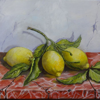 Painting titled "citrons" by Antoine Martinez, Original Artwork, Oil