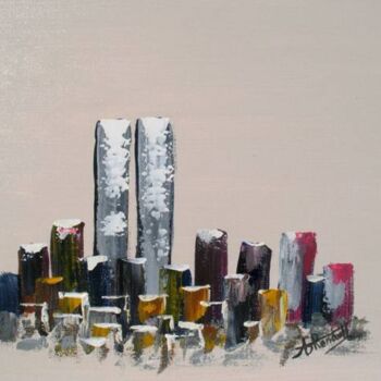Painting titled "Twin Towers I" by Antoine Renault, Original Artwork