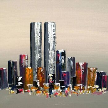Peinture intitulée "Twin Towers VI" par Antoine Renault, Œuvre d'art originale