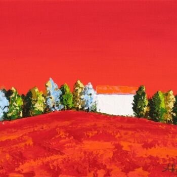 Peinture intitulée "Mas - ciel rouge" par Antoine Renault, Œuvre d'art originale