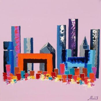 Painting titled "Twin Bridges Purple" by Antoine Renault, Original Artwork