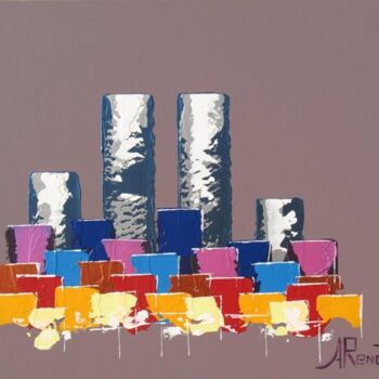 Pintura titulada "Purple Twin Towers…" por Antoine Renault, Obra de arte original