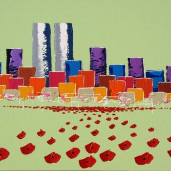 Painting titled "Towers and Poppies" by Antoine Renault, Original Artwork