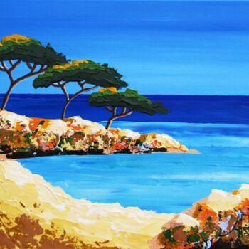 Painting titled "Plage Azur Provence" by Antoine Renault, Original Artwork