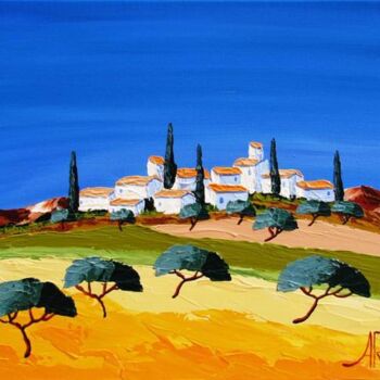 Painting titled "Village Provence Lu…" by Antoine Renault, Original Artwork