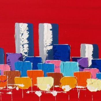 Painting titled "Red Panoramic Skyli…" by Antoine Renault, Original Artwork