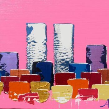 Peinture intitulée "Pink Towers" par Antoine Renault, Œuvre d'art originale