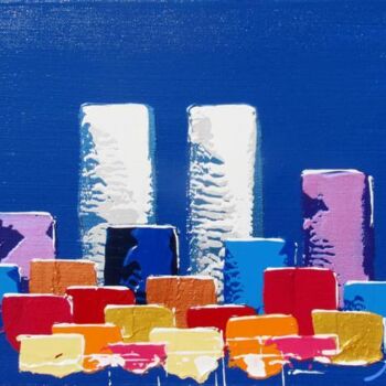 Картина под названием "Blue Towers" - Antoine Renault, Подлинное произведение искусства