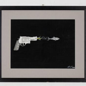 Dessin intitulée "shark gun" par Antoine Talon, Œuvre d'art originale, Tempera