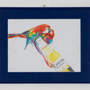 Painting titled "drunk parrots" by Antoine Talon, Original Artwork, Pencil