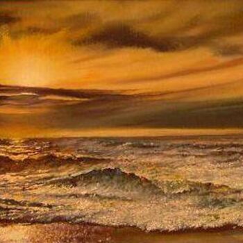 Painting titled "Crépuscule" by Antoine Lopez, Original Artwork, Oil