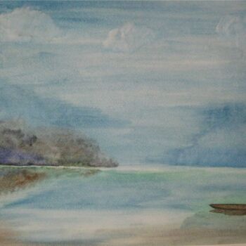 Ζωγραφική με τίτλο "Спокойное озеро .jpg" από Anton, Αυθεντικά έργα τέχνης, Ακουαρέλα