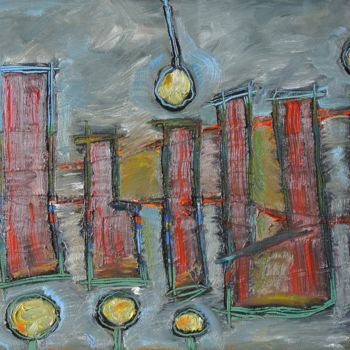 Painting titled "Xylophone" by Anton Carduus, Original Artwork, Oil Mounted on Wood Stretcher frame