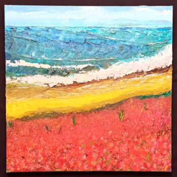 Картина под названием "Blooming ocean 1 of…" - Anton Kamenev, Подлинное произведение искусства, Масло Установлен на Деревянн…