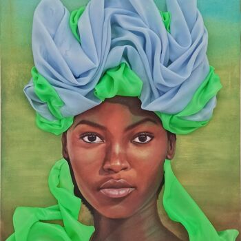 Peinture intitulée "Woman in a turban" par Anton Kamenev, Œuvre d'art originale, Acrylique