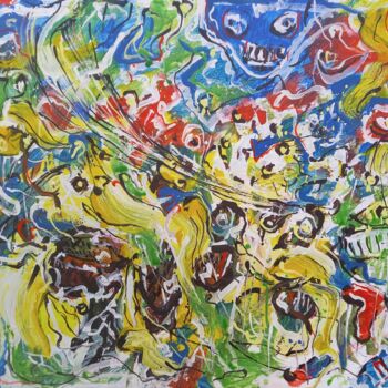 Painting titled "Too Crowded" by Anton Rakun, Original Artwork, Acrylic