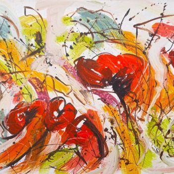 Painting titled "Poppies" by Anton Rakun, Original Artwork, Acrylic