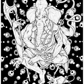 Drawing titled "Ganesha" by Anton Tantsev, Original Artwork, Marker