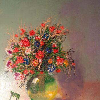 Peinture intitulée "Цветы в вазе" par Anton Zapotochnyi, Œuvre d'art originale, Acrylique Monté sur Châssis en bois