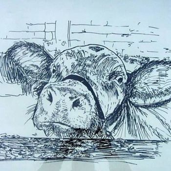 「Kilroy Cow」というタイトルの絵画 Anton Nicholsによって, オリジナルのアートワーク, オイル