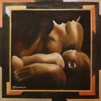 Pittura intitolato "maternita-olio-40x4…" da Antonella Guarneri, Opera d'arte originale