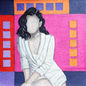Painting titled "PORTRAIT IN THE ABS…" by Antonella Preti, Original Artwork, Acrylic Mounted on Wood Stretcher frame