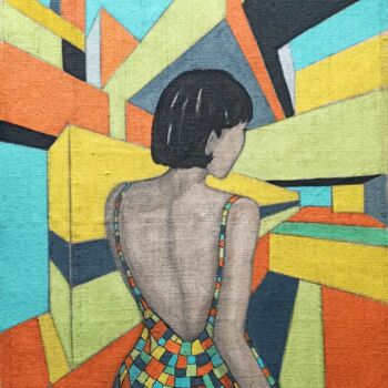 제목이 "A Color Dress Code"인 미술작품 Antonella Preti로, 원작, 아크릴 나무 들것 프레임에 장착됨