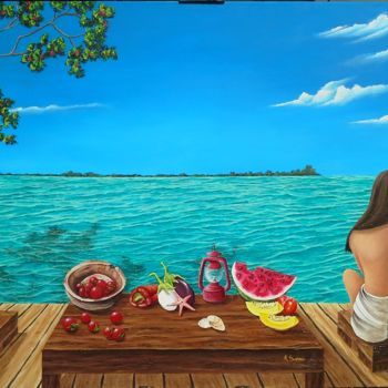 Painting titled "summer" by Antonella Savona, Original Artwork, Oil