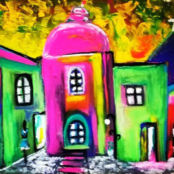 Painting titled "la-citta-del-colore…" by Antonella Bonaffini, Original Artwork, Oil