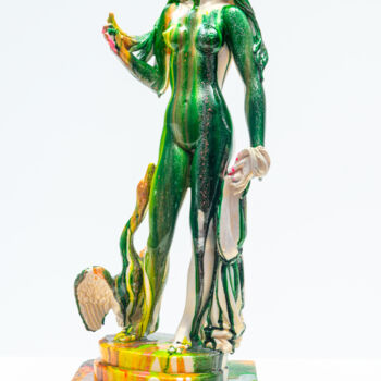 Skulptur mit dem Titel "Girl with Goose" von Antoni Dragan, Original-Kunstwerk, Stein