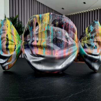 Sculpture intitulée "Art candy grey silv…" par Antoni Dragan, Œuvre d'art originale, Résine