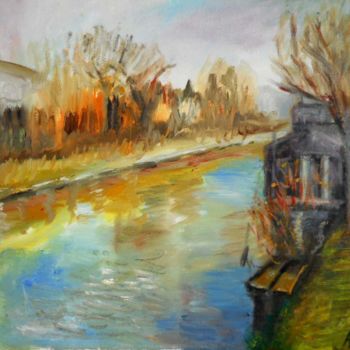 Painting titled "Canal de l'Oise 2 T…" by Antonia Ney, Original Artwork, Oil